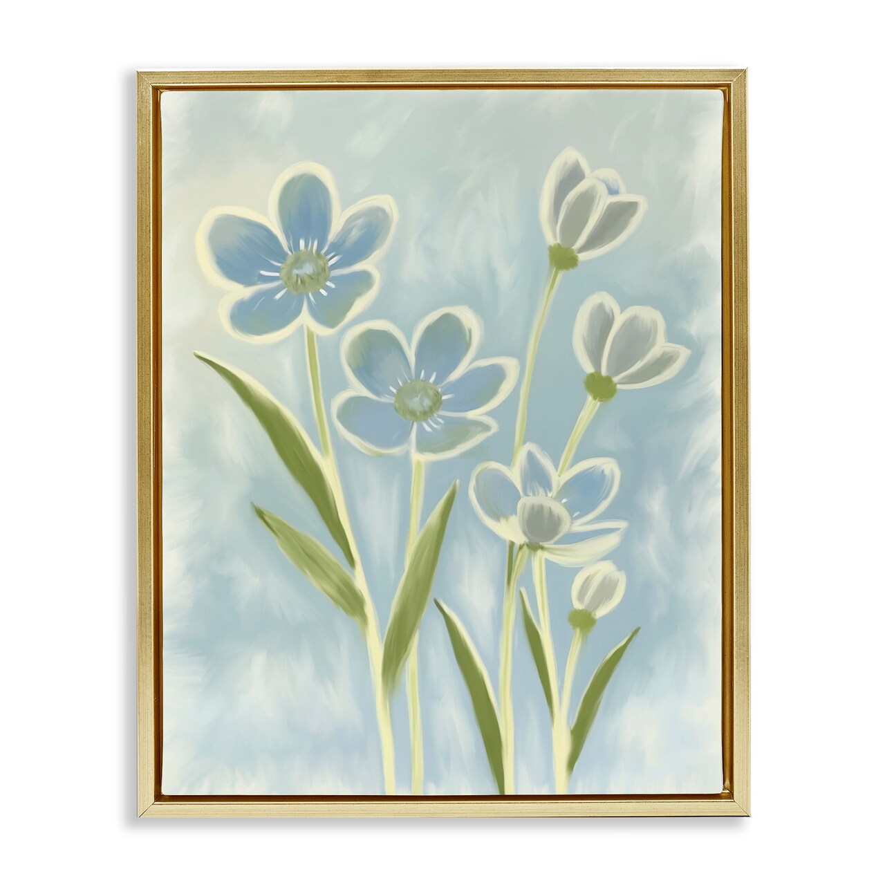 Stupell Industries Blue Petals Contour Floating Frame, design by Kim Allen